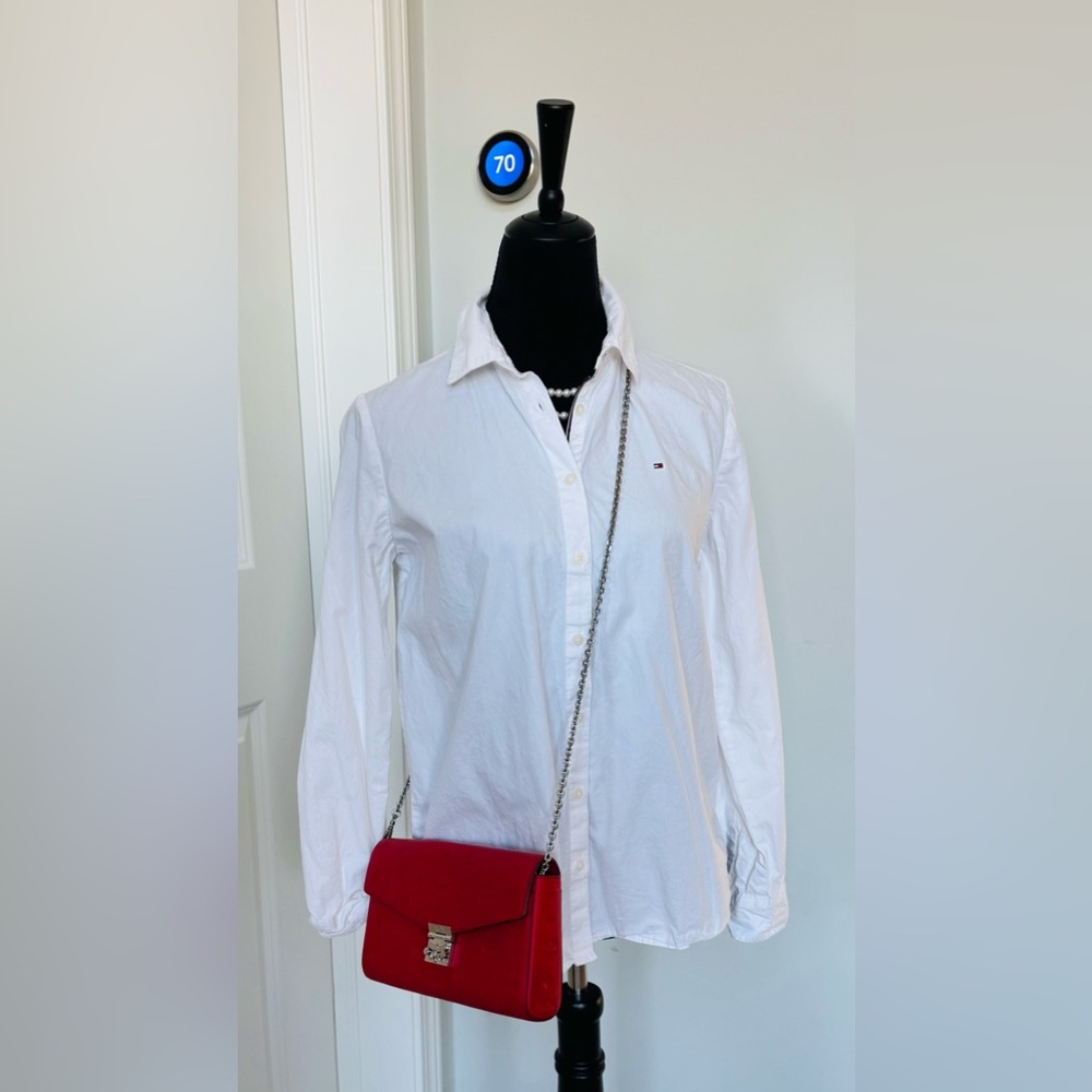 Authentic MCM Red Leather Cross Body Bag